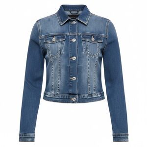 Forever 21 Contemporary Distressed Medium Blue Wash Jeans Jacket Size S